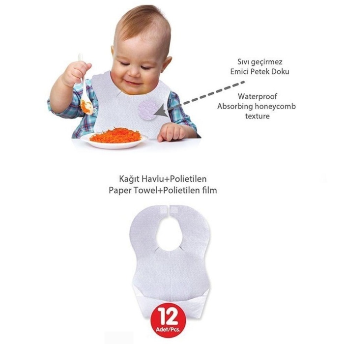 Sevi Bebe Kağıt Mama Önlüğü 12li