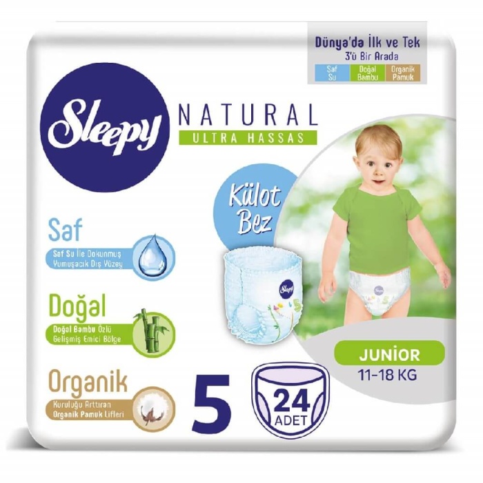 Sleepy Natural Külot Bebek Bezi 5 Beden 11-18 kg 24lü