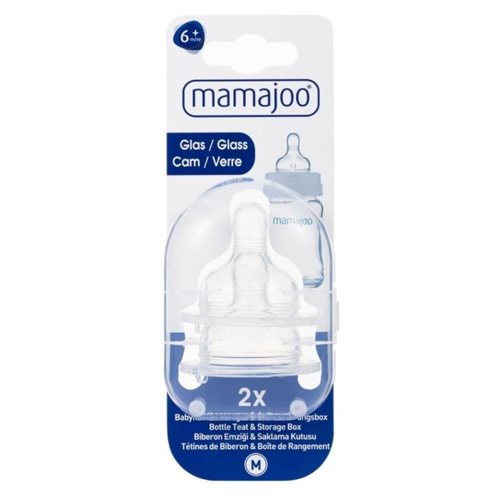 Mamajoo Silikon Cam Biberon Emziği 2li 6+ Ay Saklama Kutulu