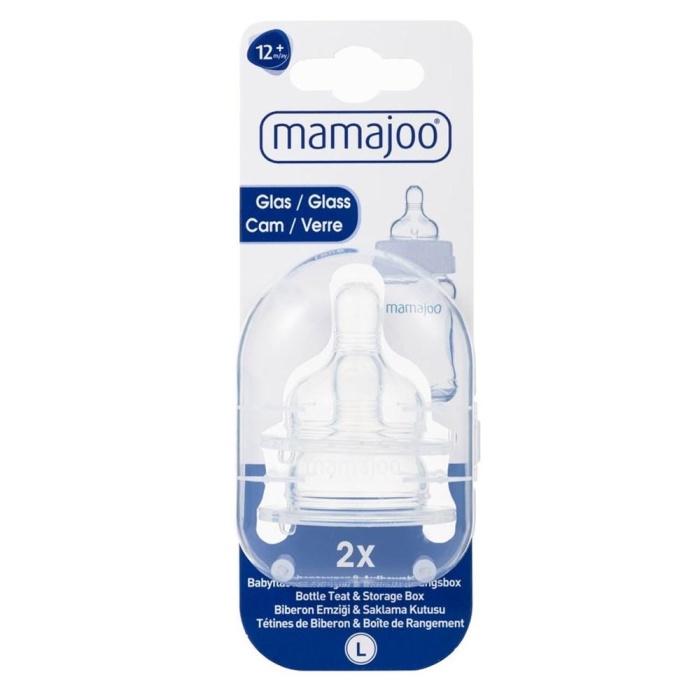 Mamajoo Silikon Cam Biberon Emziği 2li 12+ Ay Saklama Kutulu