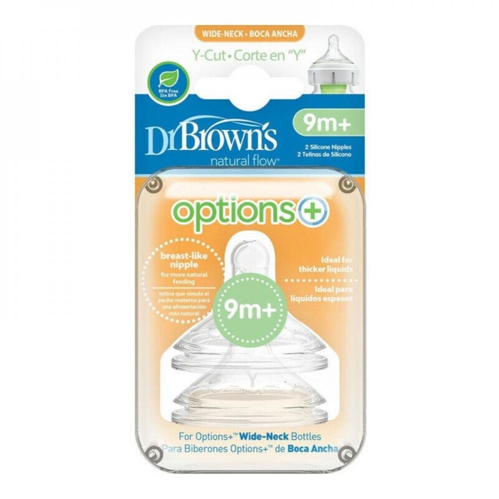 Dr Browns Options+ Geniş Ağız Silikon Biberon Emziği 2li 9+ Ay Y Kesim