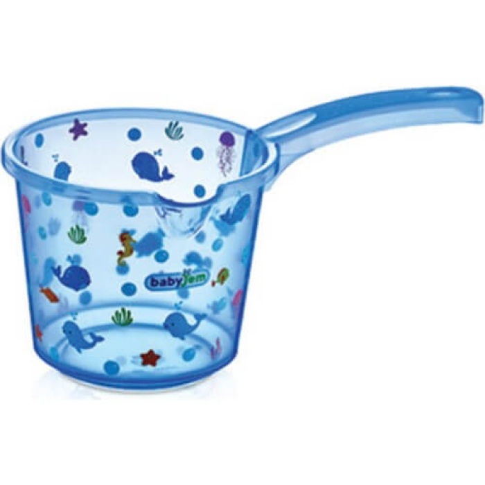 Babyjem Desenli Bebek Banyo Maşrapası Şeffaf Mavi