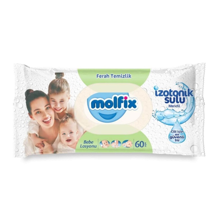 Molfix İzotonik Yenidoğan Ferah Temizlik Islak Pamuklu Mendil 60Lı