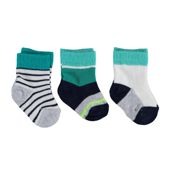 Bibaby Organik Çorap Soket 3lü Rainbow Erkek 0-3 Ay