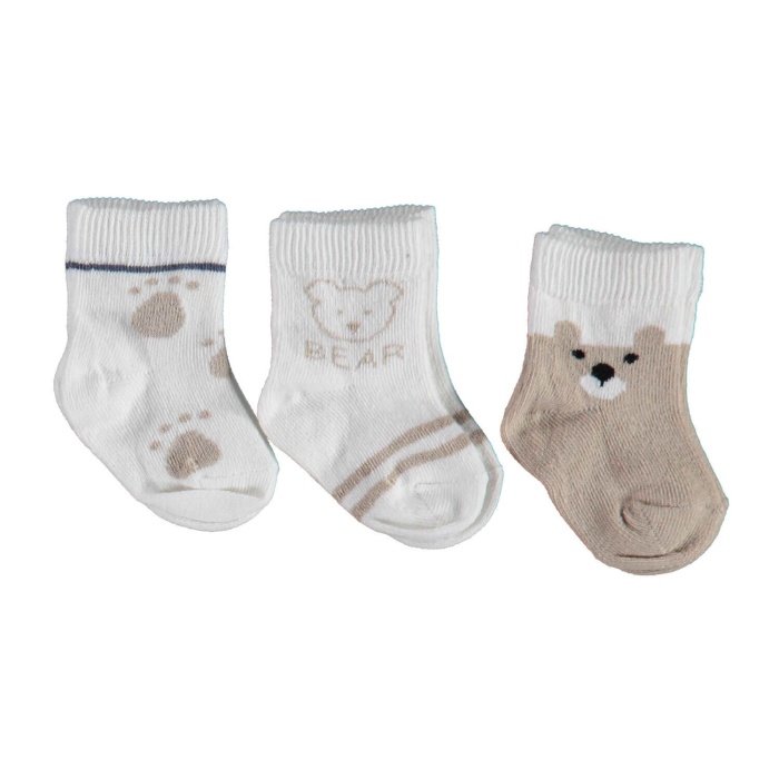 Bibaby Organik Çorap Soket 3lü Bear Kahverengi 0-3 Ay