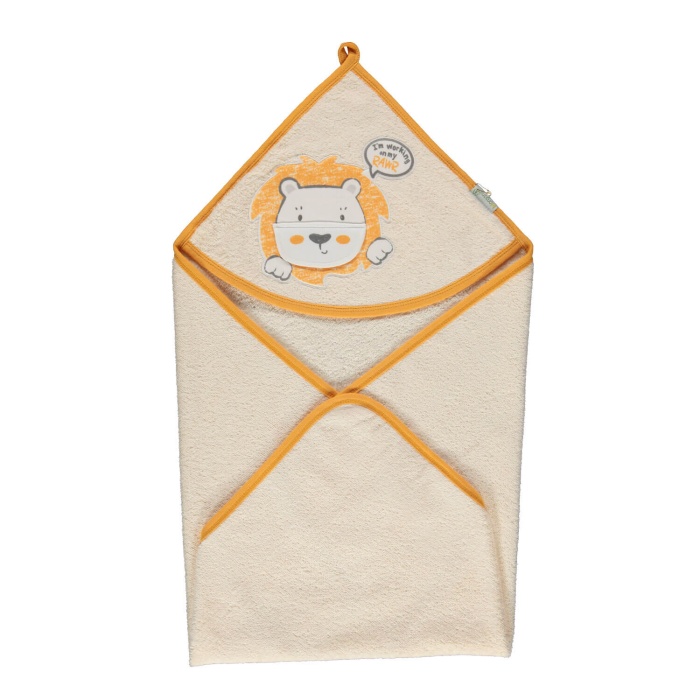 Bibaby Organik Havlu Happy Rainbow Somon - Ekru