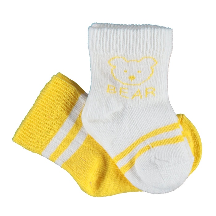 Bibaby Organik Çorap Soket 2li Bear Sarı 6-12 Ay