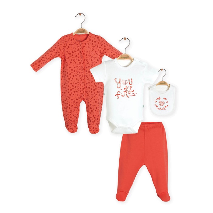 Bibaby Organik Tulum Takımı Tüllü Lee Leopar Nar Çiçeği - Ekru 0-3 Ay