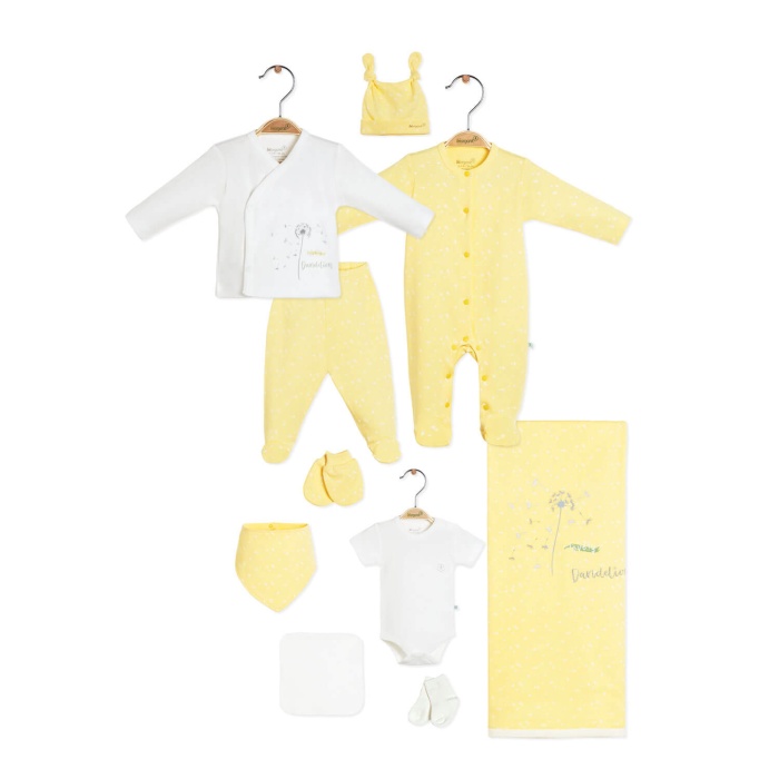 Bibaby Organik Hastane Çıkışı 10lu Fly Dandelions Sarı - Ekru 0-3 Ay