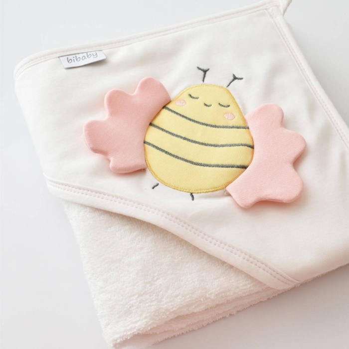 Bibaby Havlu Happy Bee Ekru - Pembe