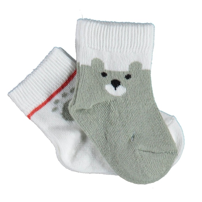 Bibaby Organik Çorap Soket 2li Happy Bear Yeşil 24-36Ay