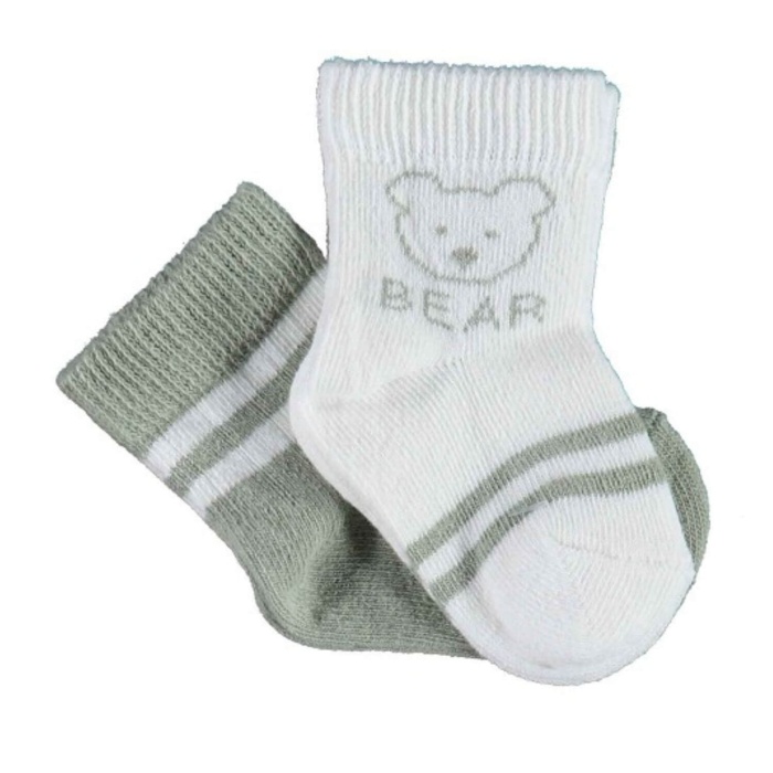 Bibaby Organik Çorap Soket 2li Bear Yeşil 24-36Ay