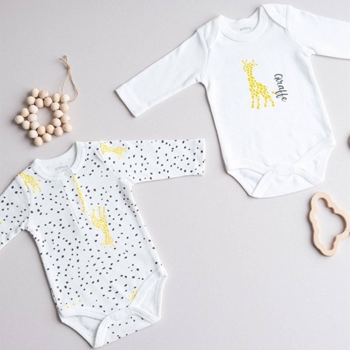 Tiffany Body Uzun Kol 2li Giraffe Theme Ekru 24-36Ay