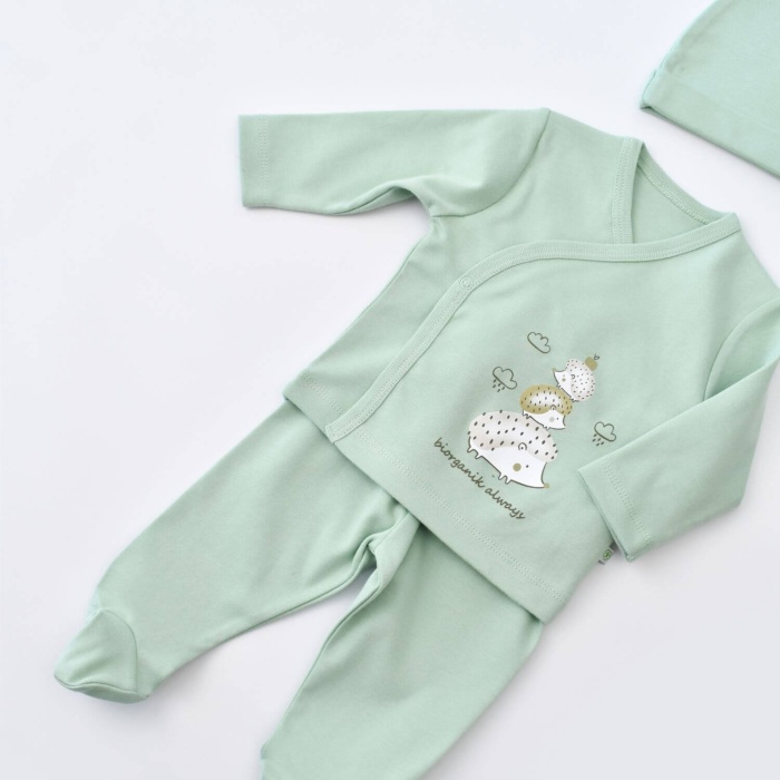 Bibaby Organik Zıbın Takımı 3lü Happ6y Always Yeşil 3-6 Ay