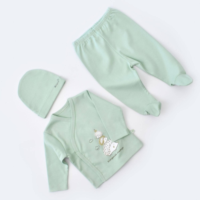 Bibaby Organik Zıbın Takımı 3lü Happ6y Always Yeşil 3-6 Ay
