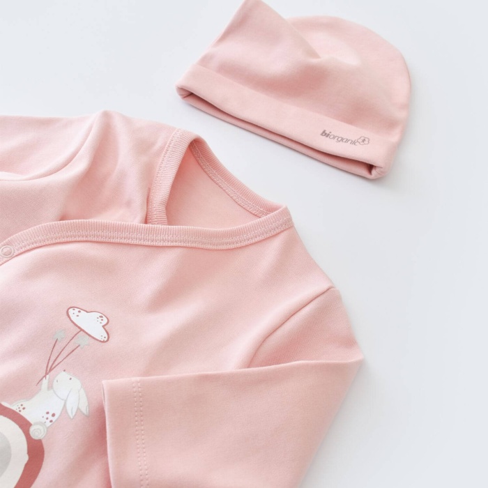 Bibaby Organik Zıbın Takımı 3lü Live Color Rabbit Somon 3-6 Ay