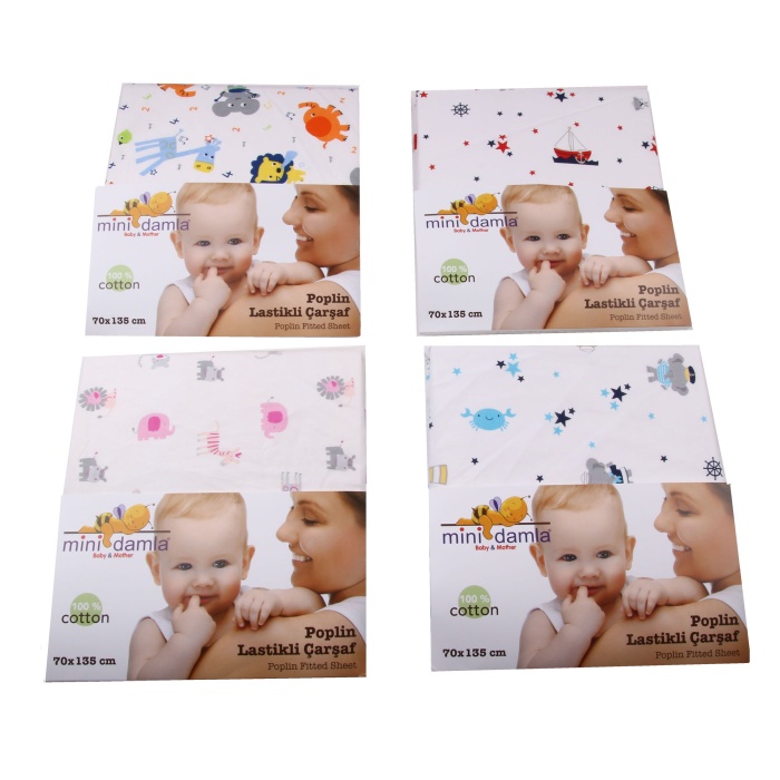 Mini Damla Lastikli Çarşaf Poplin