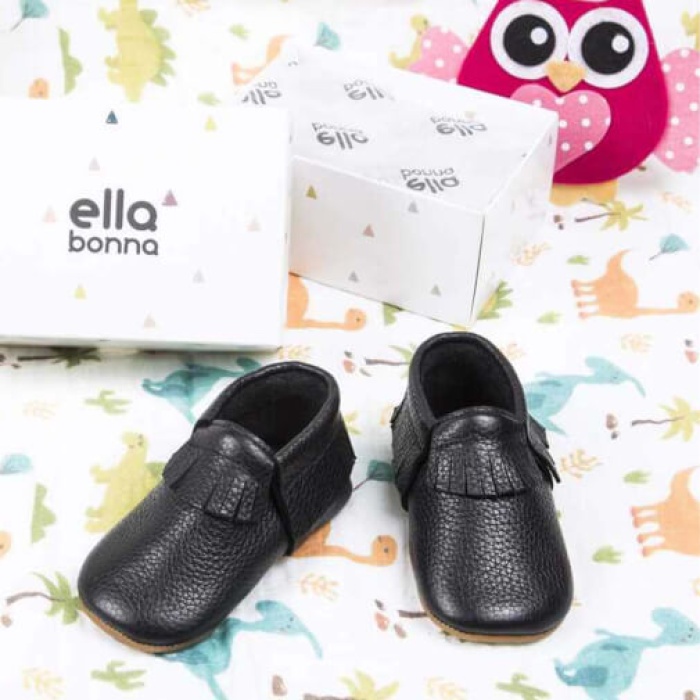 Ella Bonna Bebek Ayakkabısı Hakiki Deri Mokasen Siyah 23