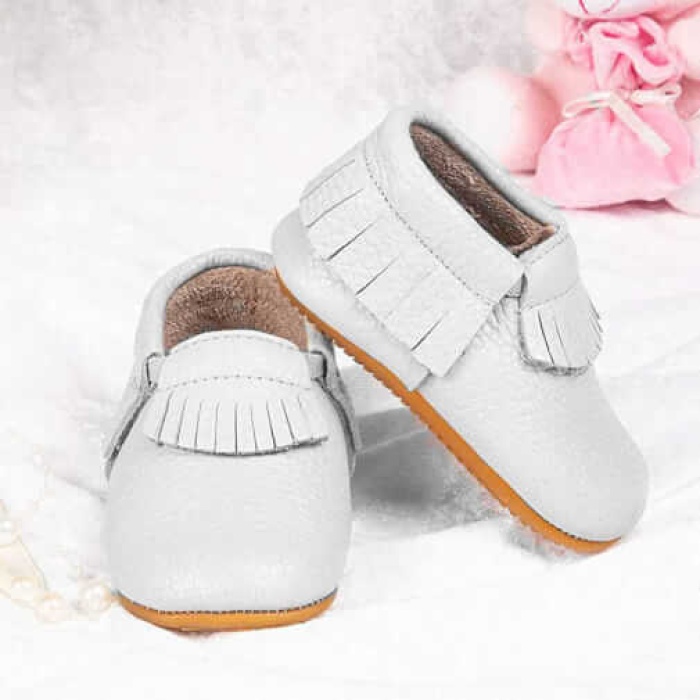 Ella Bonna Bebek Ayakkabısı Hakiki Deri Mokasen Beyaz 20
