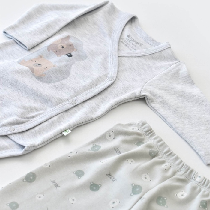 Bibaby Organik Zıbın Takımı Hug Me Bear Kar Melanj 3-6 Ay
