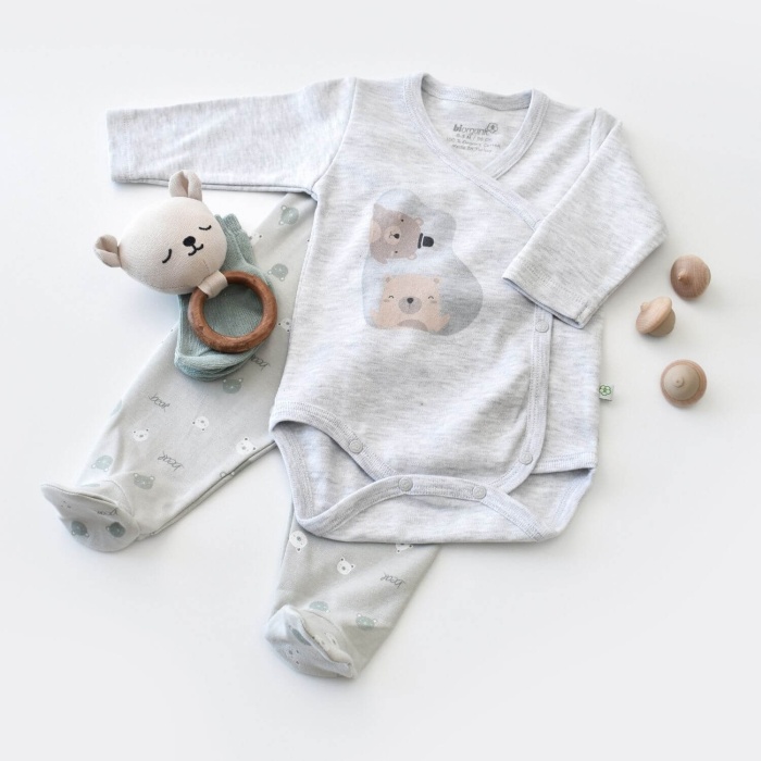 Bibaby Organik Zıbın Takımı Hug Me Bear Kar Melanj 3-6 Ay