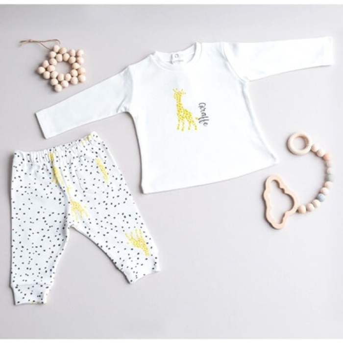 Tiffany 2li Takım Giraffe Theme Ekru 9-12 Ay