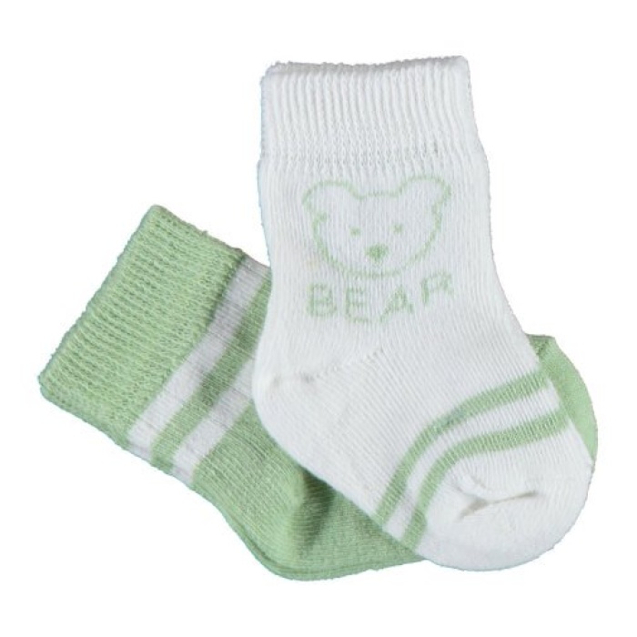 Bibaby Organik Çorap Soket 2li Bear Yeşil 6-12 Ay