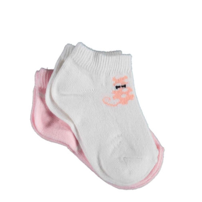 Bibaby Organik Çorap Soket 2li Cat Pembe - Ekru 1-2Yaş