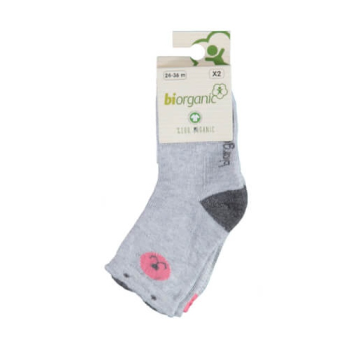 Bibaby Organik Çorap Soket 2li Cute Bear Pembe 6-12 Ay