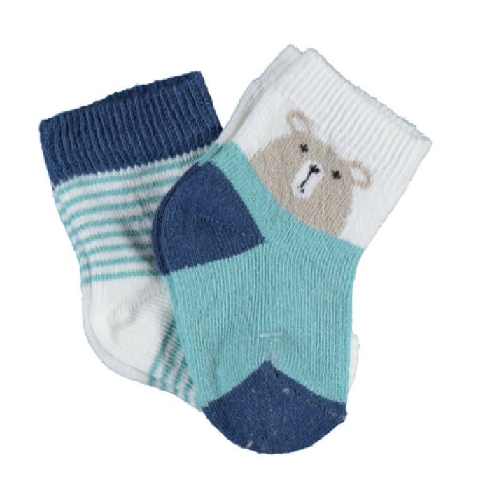 Bibaby Organik Çorap Soket 2li Hello Teddy Bear Yeşil 12-18Ay