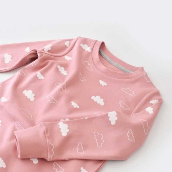 Bibaby Pijama Takımı Cute Cloudy Pembe 3-4Yaş
