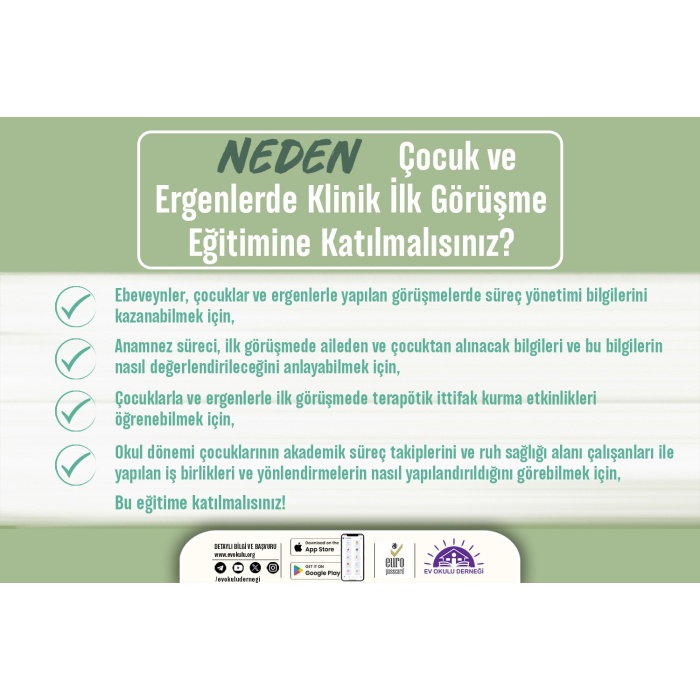 Çocuk ve Ergenlerle Klinik İlk Görüşme Eğitimi