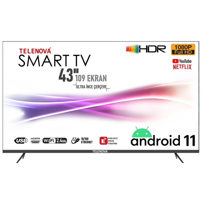 Telenova  43S1101  43 (109 Ekran) Uydu Alıcılı Android 11 Smart LED TV