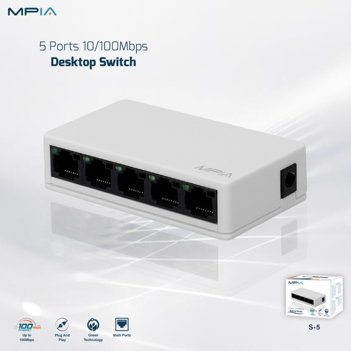 MPIA 5 Port 10/100Mbps Tak ve Kullan Enerji Tasarruflu Switch
