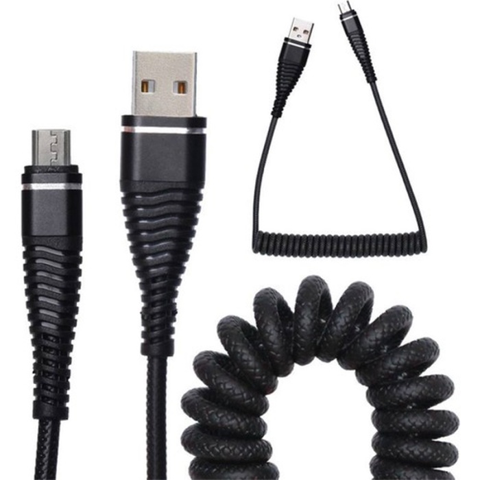 Micro 3.1A Spiral Şarj ve Veri Kablosu 1.2 m (USB to Micro USB)-SMS