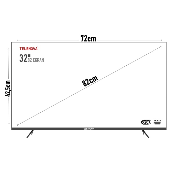 Telenova Revo32 32 82 Ekran Uydu Alıcılı HD LED TV