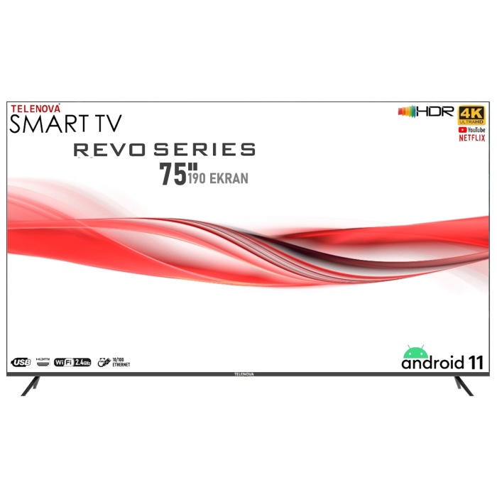 Telenova Revo75FS1103 75 190 Ekran 4K Ultra HD Android Smart LED TV