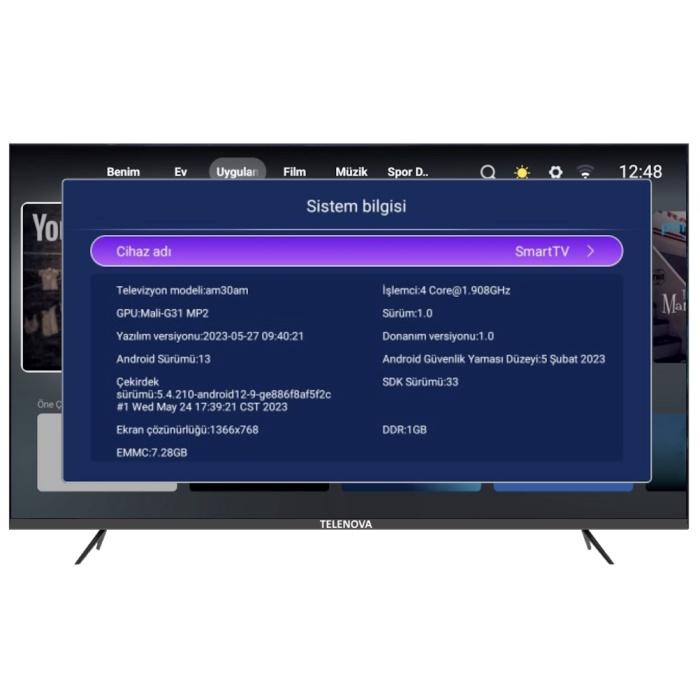 Telenova Revo32S 32 82 Ekran Uydu Alıcılı HD Android13 Smart LED TV