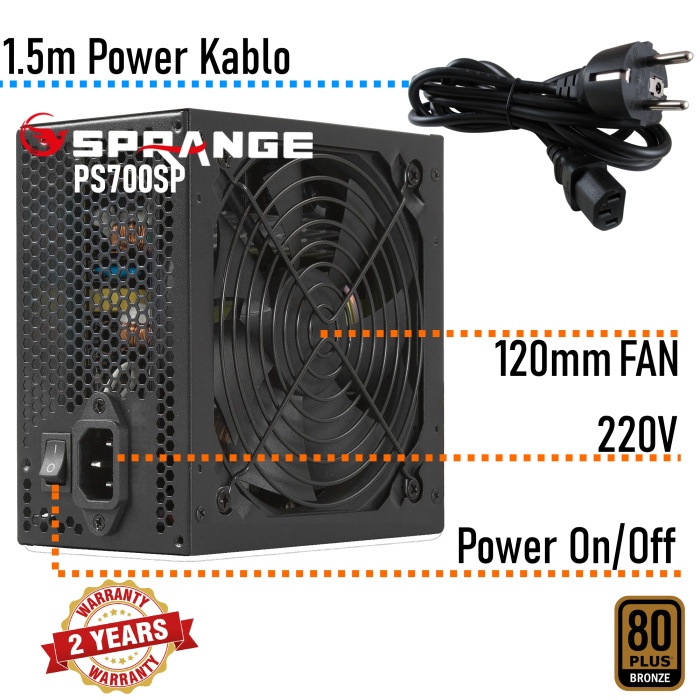 Sprange 700W 80 Plus BRONZE Power Supply PS700-80P PSU