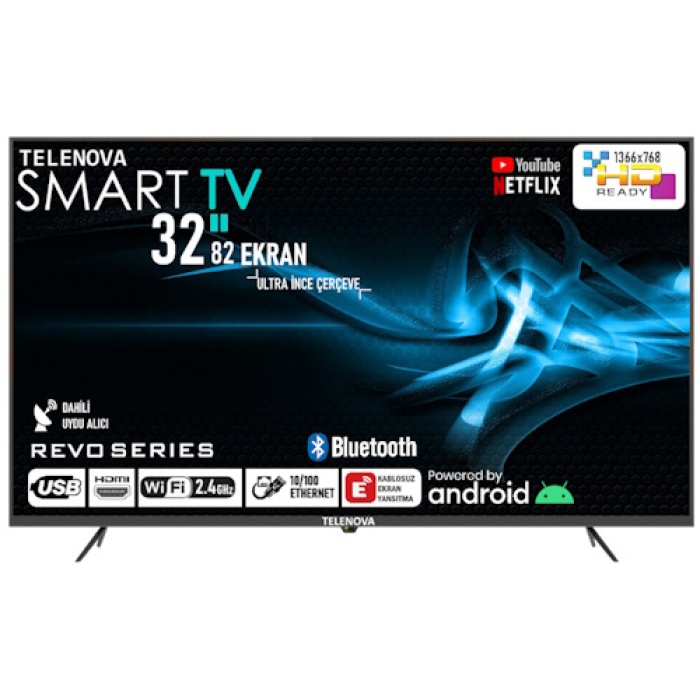 Telenova 32FS1202  32 82 Ekran Uydu Alıcılı HD Android Smart LED TV