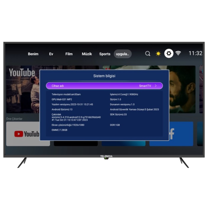 Telenova 43FS1302 43 109 EkranEkran Uydu Alıcılı Full HD Android Smart LED TV