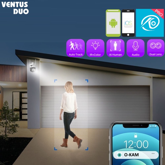 VENTUS Duo Çift Lensli Hareketli Wi-Fi Akıllı Ip Güvenlik Kamerası HD Türkçe (O-KAM) Uygulama
