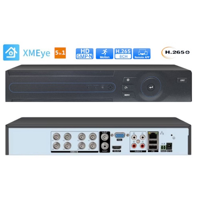 Xmeye Kayıt Cihazı DVR 8 Kanal AHD 5MP-N Hybrid H265+