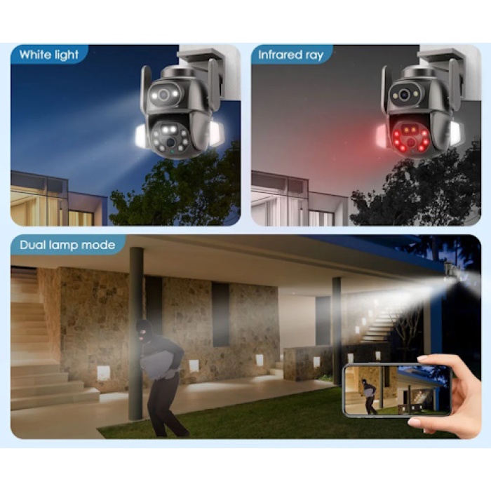 MPIA Hina Dual Lens 360° Görüş Hareketli Wireless Waterproof Akıllı Ip Güvenlik Kamerası Türkçe (carecampro) Uygulama