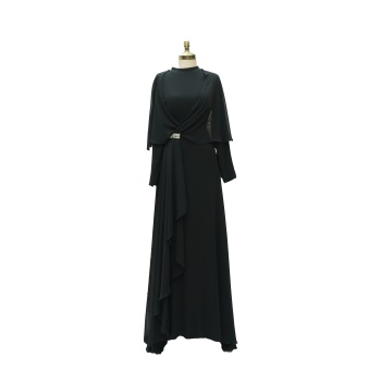 7204 NAZ MODA ÖN DESEN ELBİSE SİYAH