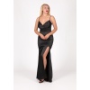 BEL DRAPE DETAYLI YIRTMAÇLI SATEN ABİYE