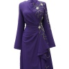 8122 MISRA FIRFIRLI TAŞ İŞLEME ELBİSE MOR