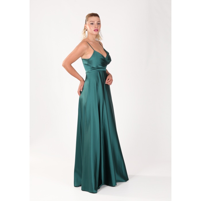 BEL DRAPE A KESİM SATEN ABİYE
