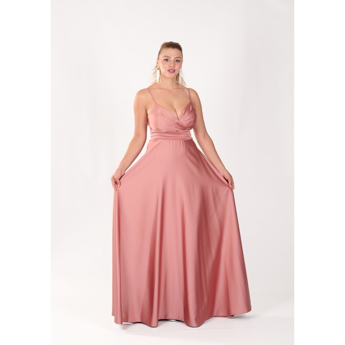 BEL DRAPE A KESİM SATEN ABİYE