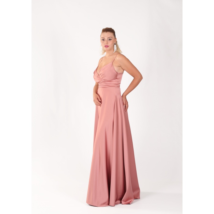 BEL DRAPE A KESİM SATEN ABİYE